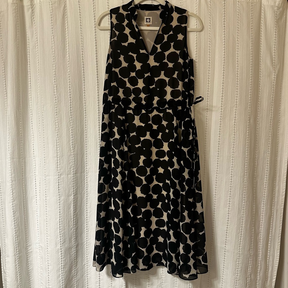 Anne Klein  | Like new! Black & Cream Patterned Midi Dress, sleeveless | Size 0